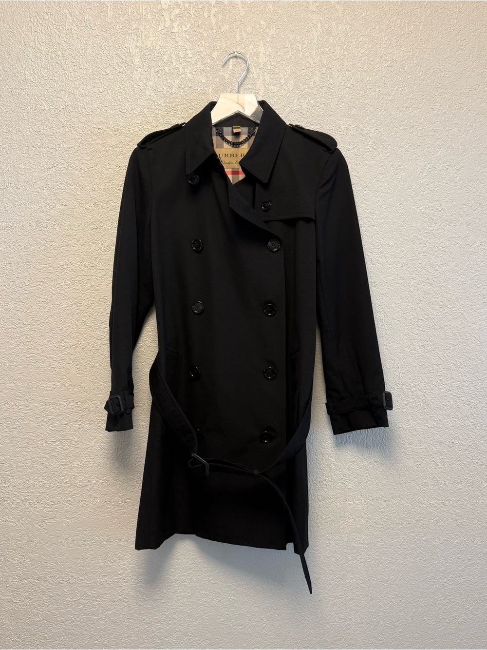 Burberry Kensington Mid-Length Trench Coast Black Size 10